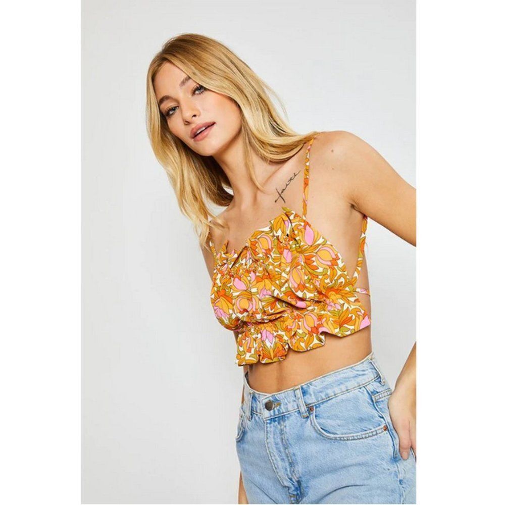 Pretty Garbage Retro Print Napkin Top Festival Boho Concert - Picture 2 of 3
